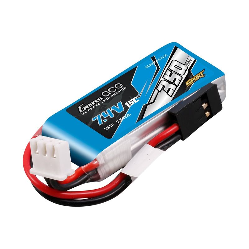 Gens ace 350mAh 2S 15C 7,4V LiPo-batteri – JR kontakt – Sport (F3K)