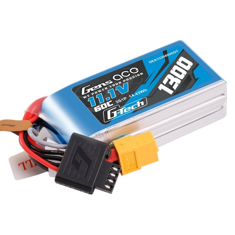 Gens ace 1300mAh 3S 60C 11,1V LiPo-batteri – XT60 kontakt – Heli