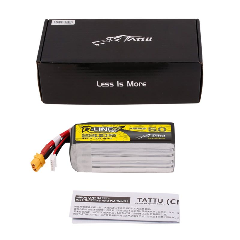Tattu 2200mAh 5S 150C 18,5V LiPo-batteri – XT60U-F kontakt – R-Line 5,0