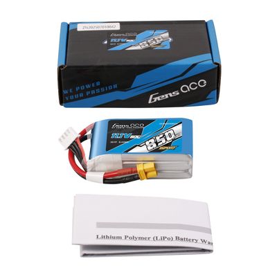 Gens ace 850mAh 3S 80C 11,1V LiPo-batteri – XT30 kontakt – Sport (F5J)