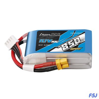 Gens ace 850mAh 3S 80C 11,1V LiPo-batteri – XT30 kontakt – Sport (F5J)