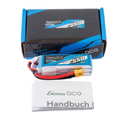 Gens ace 550mAh 3S 80C 11,1V LiPo-batteri – XT30 kontakt – Sport