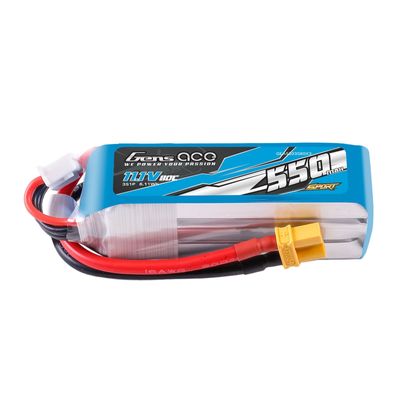 Gens ace 550mAh 3S 80C 11,1V LiPo-batteri – XT30 kontakt – Sport