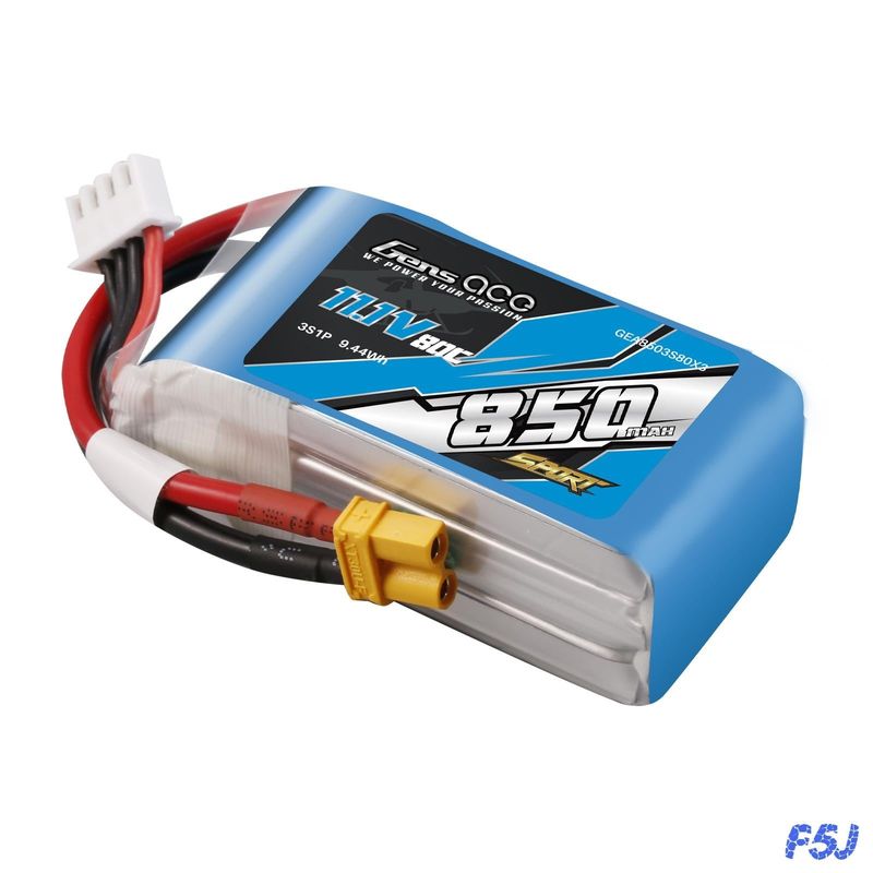 Gens ace 850mAh 3S 80C 11,1V LiPo-batteri – XT30 kontakt – Sport (F5J)