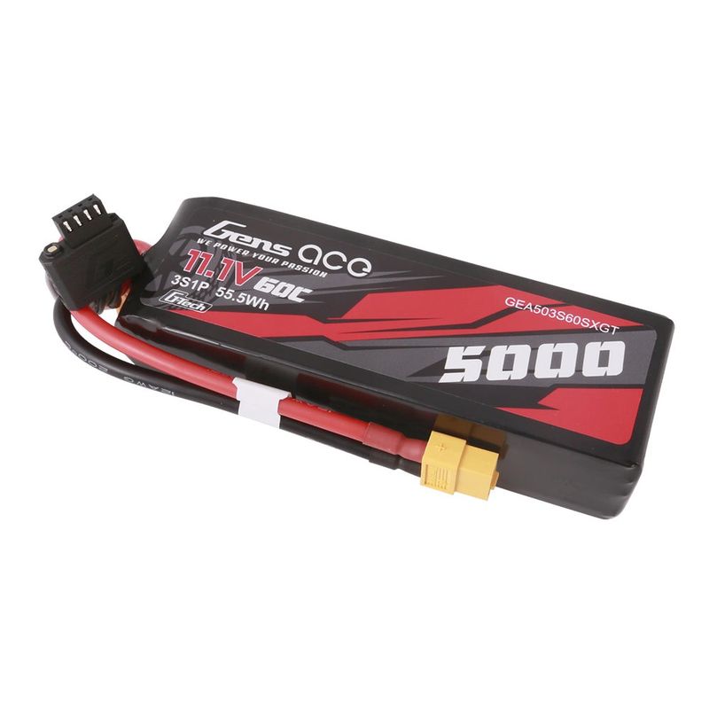Gens ace 5000mAh 3S 60C 11,1V Shorty LiPo-batteri – XT60 kontakt – Car Classic