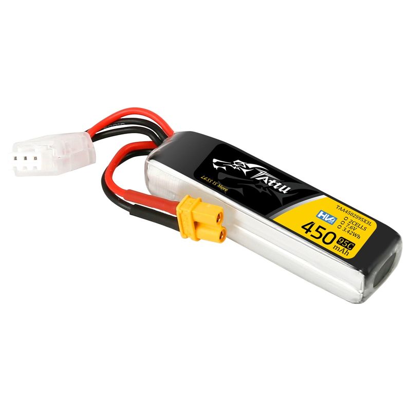 Tattu 450mAh 2S 95C 7,6V(HV) Long LiPo-batteri – XT30 kontakt – FPV Classic
