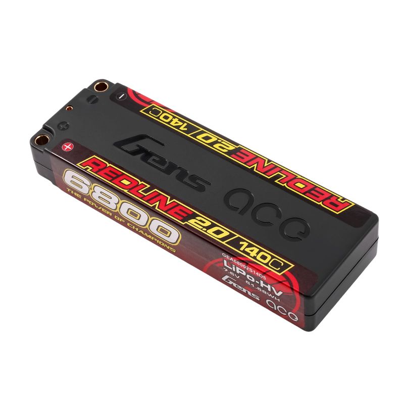Gens ace 6800mAh 2S 140C 7,6V(HV) LiPo-batteri – 5,0mm bullet – Redline