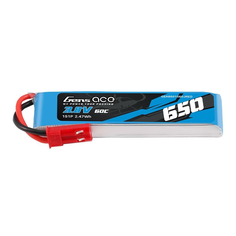 Gens ace 650mAh 1S 60C 3,8V(HV) LiPo-batteri – JST-SYP kontakt – Ace Classic