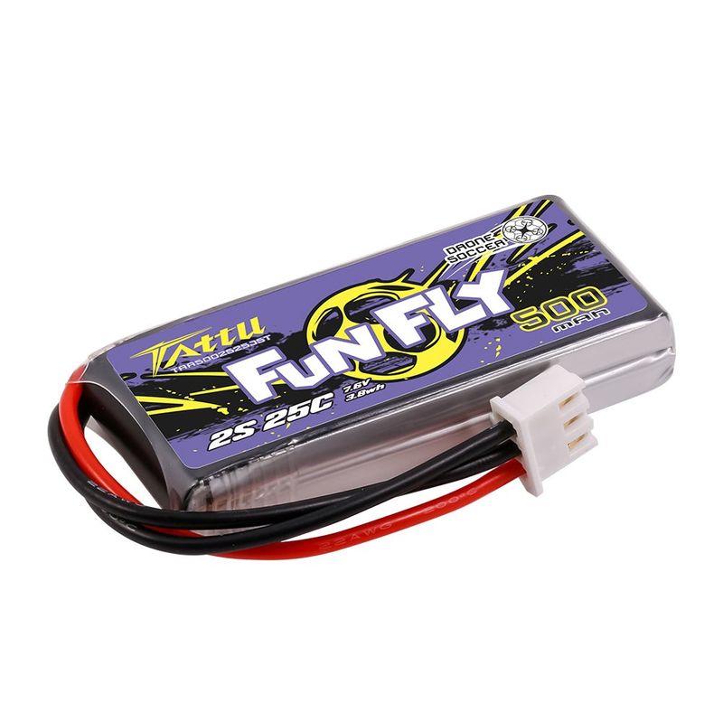 Tattu 500mAh 2S 25C 7,6V(HV) LiPo-batteri – JST kontakt – FunFly