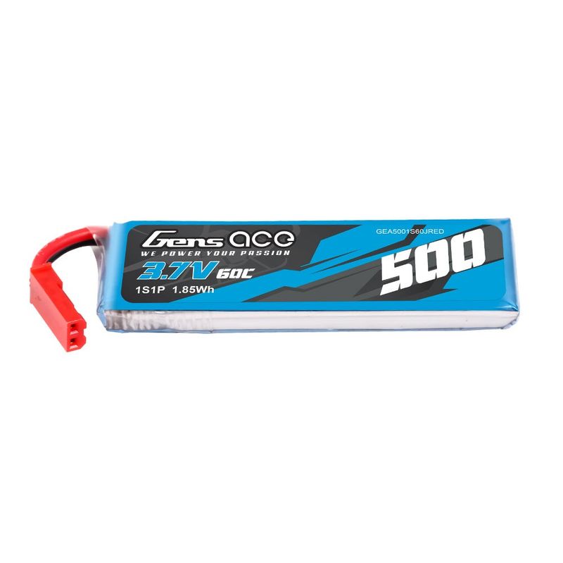 Gens ace 500mAh 1S 60C 3,7V LiPo-batteri – JST-SYP kontakt – Heli