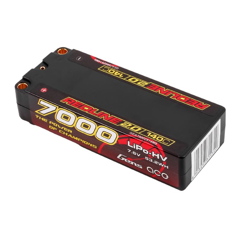 Gens ace 7000mAh 2S 140C 7,6V(HV) Mid-storlek LiPo-batteri – 5,0mm bullet – Redline