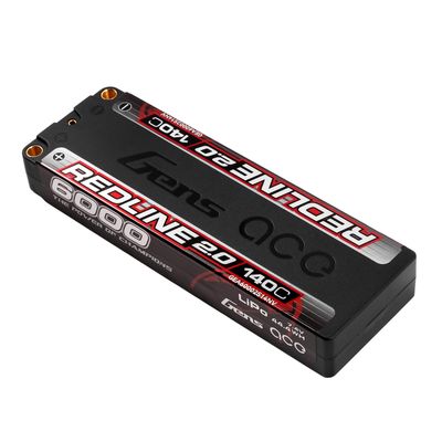 Gens ace 6000mAh 2S 140C 7,4V LiPo-batteri – 5,0mm bullet – Redline
