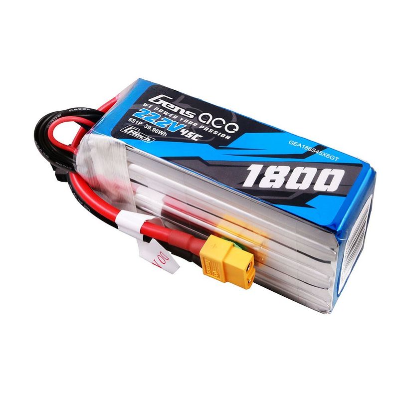 Gens ace 1800mAh 6S 45C 22,2V LiPo-batteri – XT60 kontakt – Heli