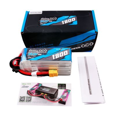 Gens ace 1800mAh 6S 45C 22,2V LiPo-batteri – XT60 kontakt – Heli
