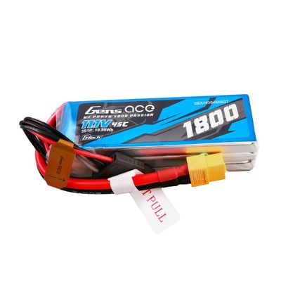 Gens ace 1800mAh 3S 45C 11,1V LiPo-batteri – XT60 kontakt – Ace Classic