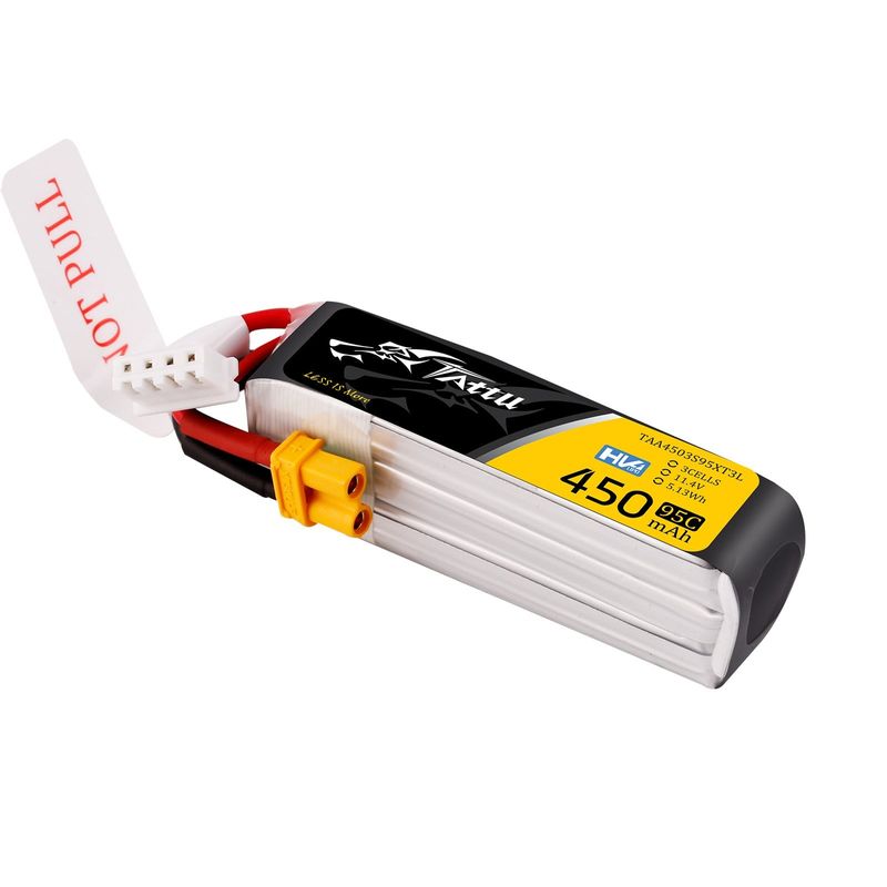 Tattu 450mAh 3S 95C 11,4V(HV) Long LiPo-batteri – XT30U-F kontakt – FPV Classic