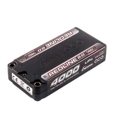 Gens ace 4000mAh 2S 140C 7,4V Shorty LiPo-batteri – 5,0mm bullet – Redline