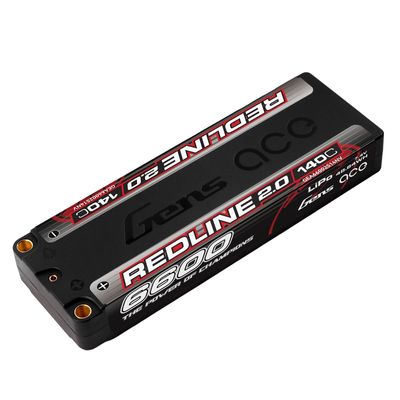 Gens ace 6600mAh 2S 140C 7,4V LiPo-batteri – 5,0mm bullet – Redline