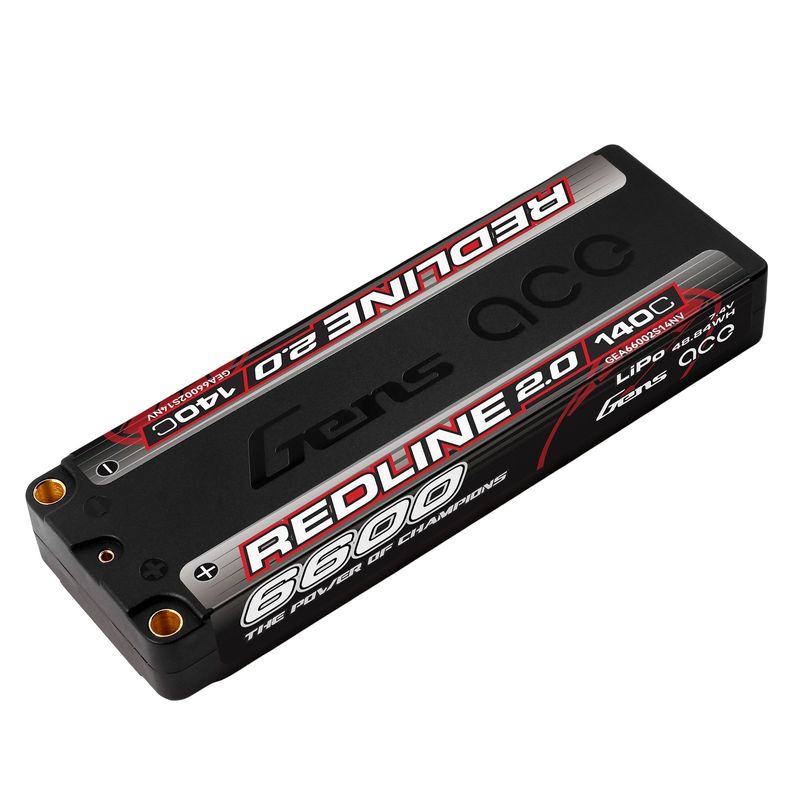 Gens ace 6600mAh 2S 140C 7,4V LiPo-batteri – 5,0mm bullet – Redline