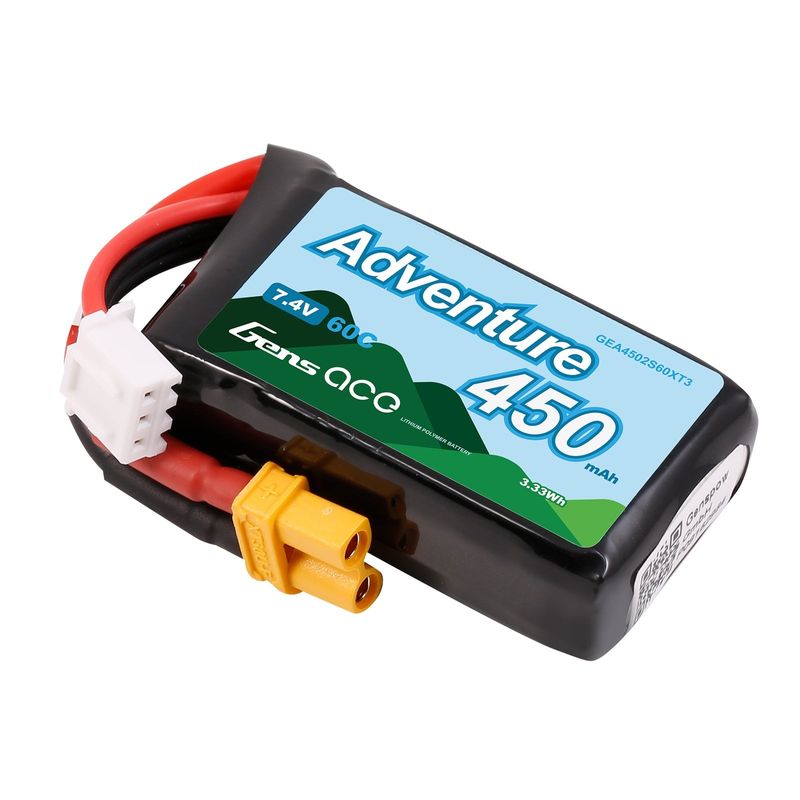 Gens ace 450mAh 2S 60C 7,4V LiPo-batteri – XT30 kontakt – Adventure (utan G-Tech)