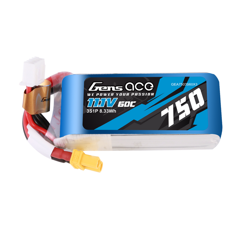 Gens ace 750mAh 3S 60C 11,1V LiPo-batteri – XT30 kontakt – Heli