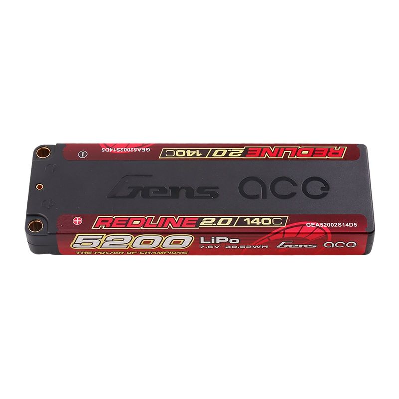 Gens ace 5200mAh 2S 140C 7,6V(HV) LiPo-batteri – 5,0mm bullet – Redline