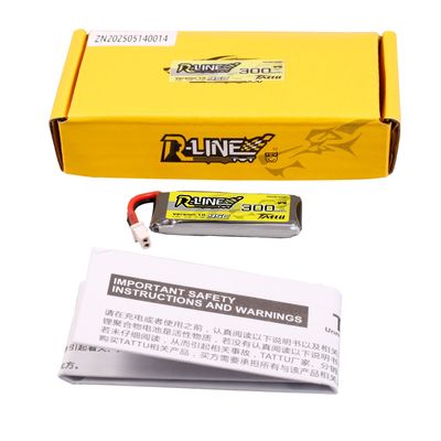 Tattu 300mAh 1S 95C 3,8V(HV) LiPo-batteri – BT 2,0 kontakt – R-Line 1,0