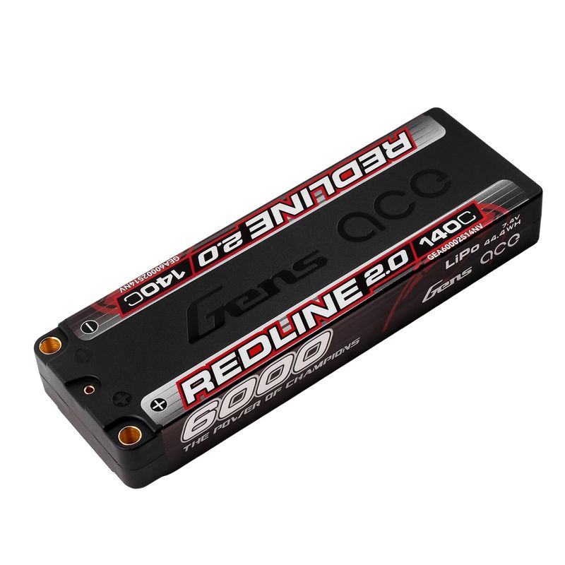 Gens ace 6000mAh 2S 140C 7,4V LiPo-batteri – 5,0mm bullet – Redline