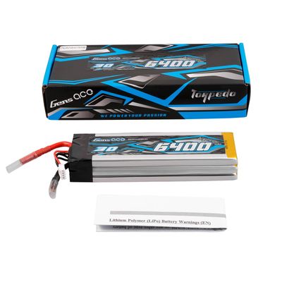 Gens ace 6400mAh 3S 30C 11,1V LiPo-batteri – 4,0mm Bullet – Boat