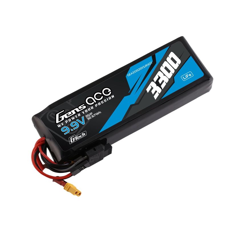 Gens ace 3300mAh 3S 20C 9,9V LiFe-batteri – XT30 kontakt – sändare/mottagare