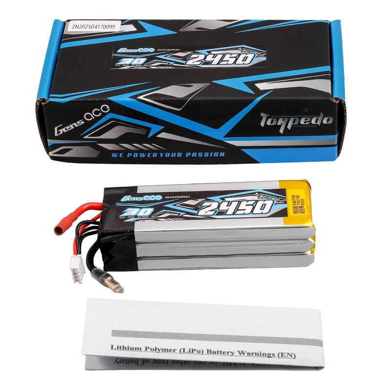 Gens ace 2450mAh 3S 30C 11,1V LiPo-batteri – 3,5mm Bullet+3,5mm Stecker – Boat