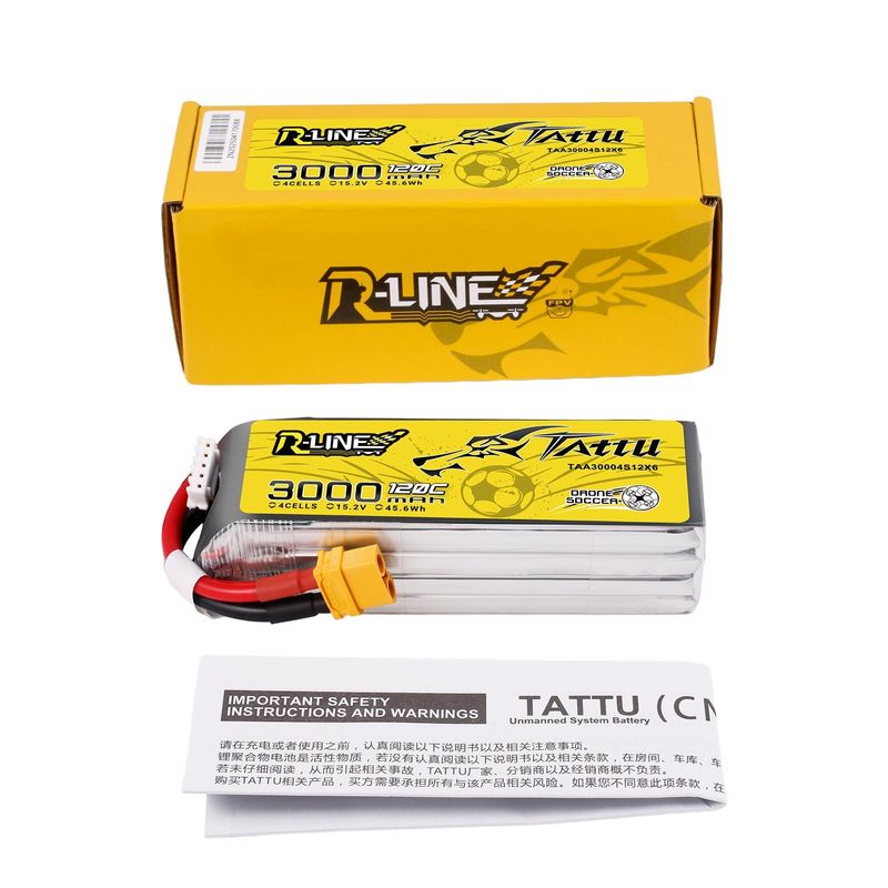 Tattu 3000mAh 4S 120C 15,2V(HV) LiPo-batteri – XT60 kontakt – R-Line