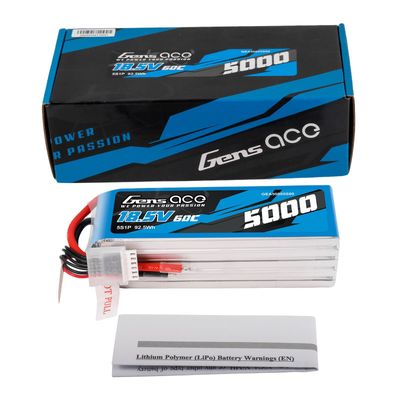 Gens ace 5000mAh 5S 60C 18,5V LiPo-batteri – utan kontakt – Ace Classic (F3A)