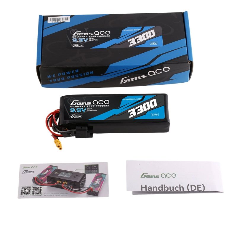 Gens ace 3300mAh 3S 20C 9,9V LiFe-batteri – XT30 kontakt – sändare/mottagare
