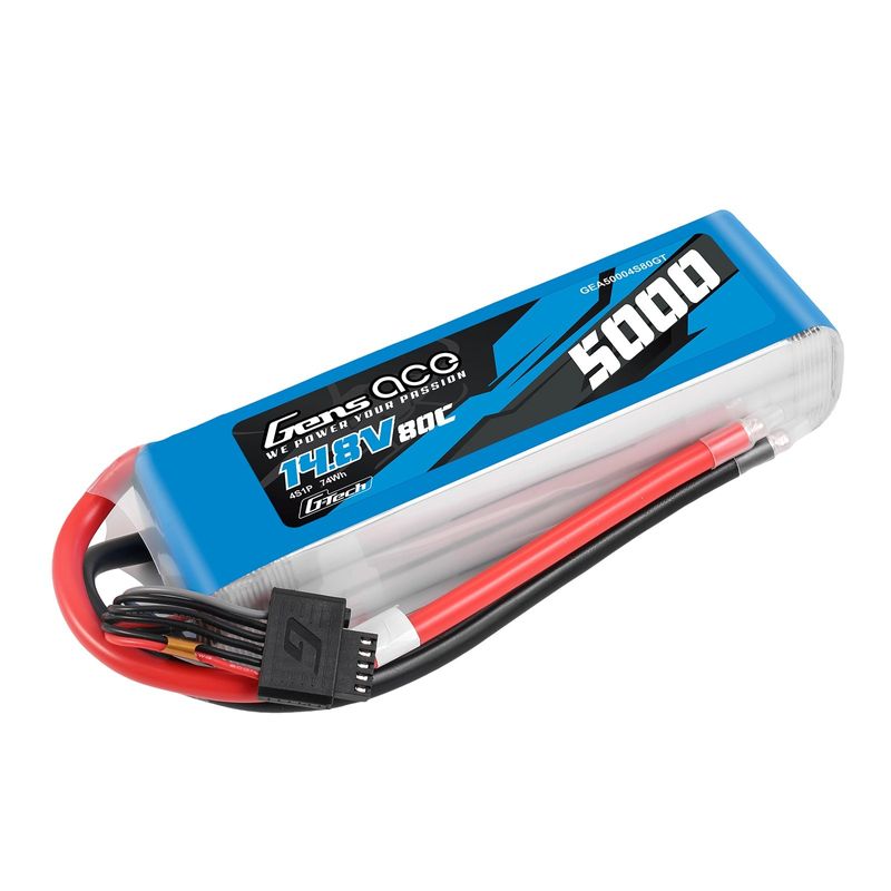 Gens ace 5000mAh 4S 80C 14,8V LiPo-batteri – utan kontakt – Ace Classic (F5B)