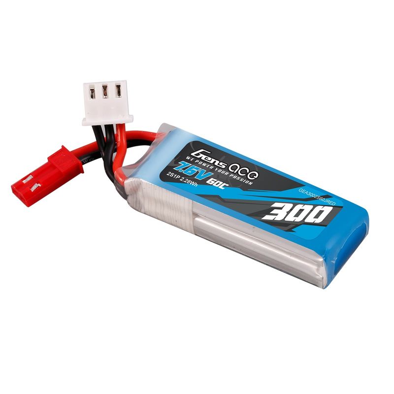 Gens ace 300mAh 2S 60C 7,6V(HV) LiPo-batteri – JST-SYP kontakt – Ace Classic