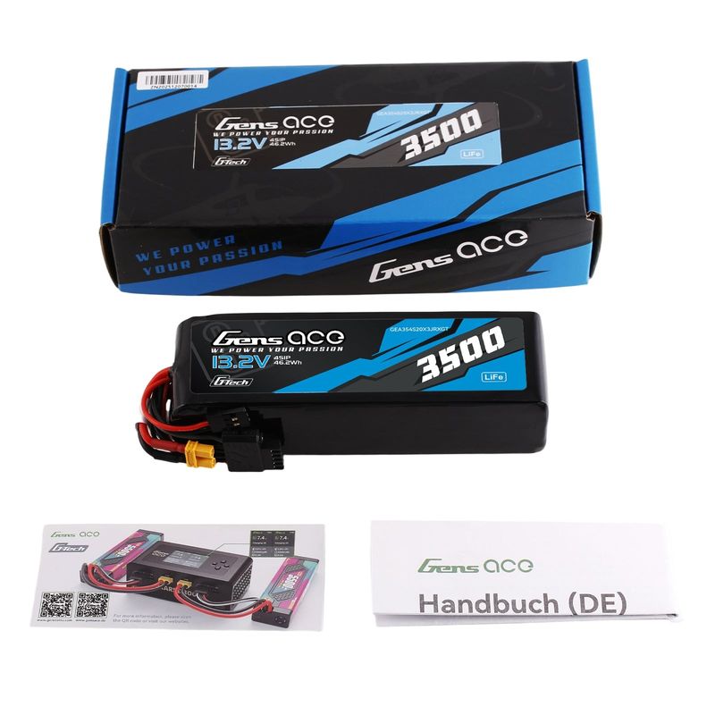 Gens ace 3500mAh 4S 20C 13,2V LiFe-batteri – XT30 kontakt – sändare/mottagare