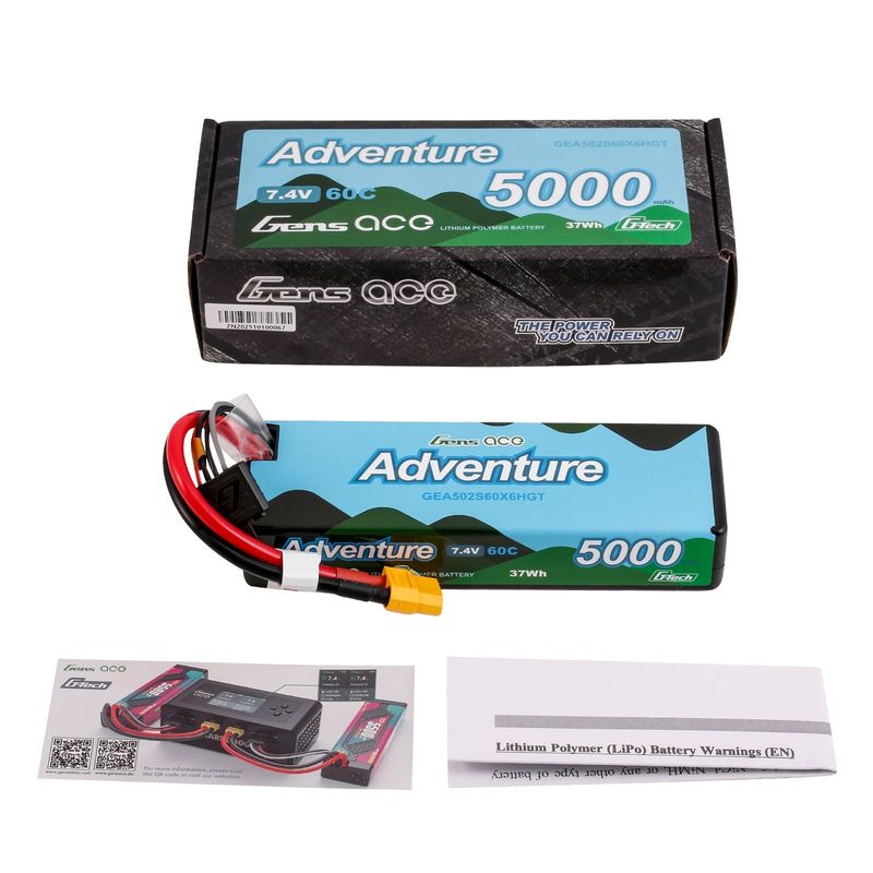 Gens ace 5000mAh 2S 60C 7,4V LiPo-batteri – XT60 kontakt – Adventure