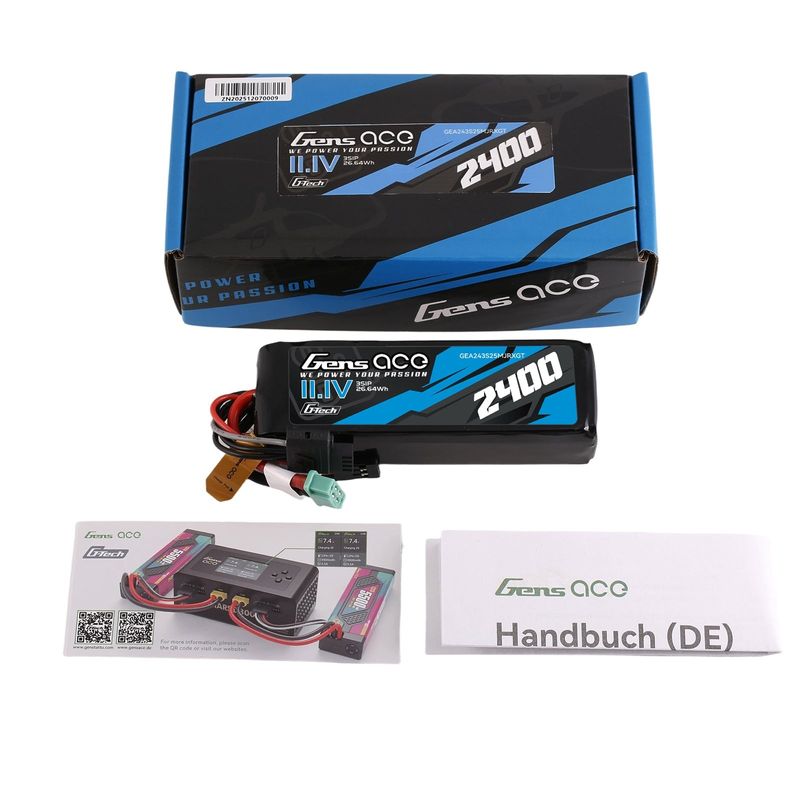 Gens ace 2400mAh 3S 25C 11,1V LiPo-batteri – sändare/mottagare