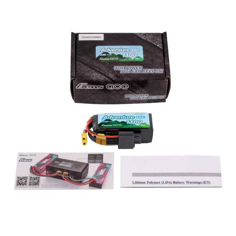 Gens ace 1100mAh 3S 60C 11,4V(HV) LiPo-batteri – XT30 kontakt – Adventure