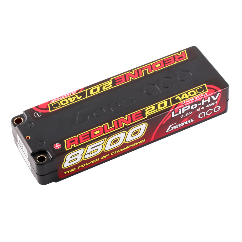 Gens ace 8500mAh 2S 140C 7,6V(HV) LiPo-batteri – 5,0mm bullet – Redline