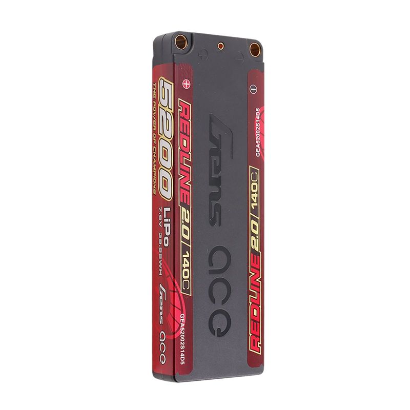 Gens ace 5200mAh 2S 140C 7,6V(HV) LiPo-batteri – 5,0mm bullet – Redline