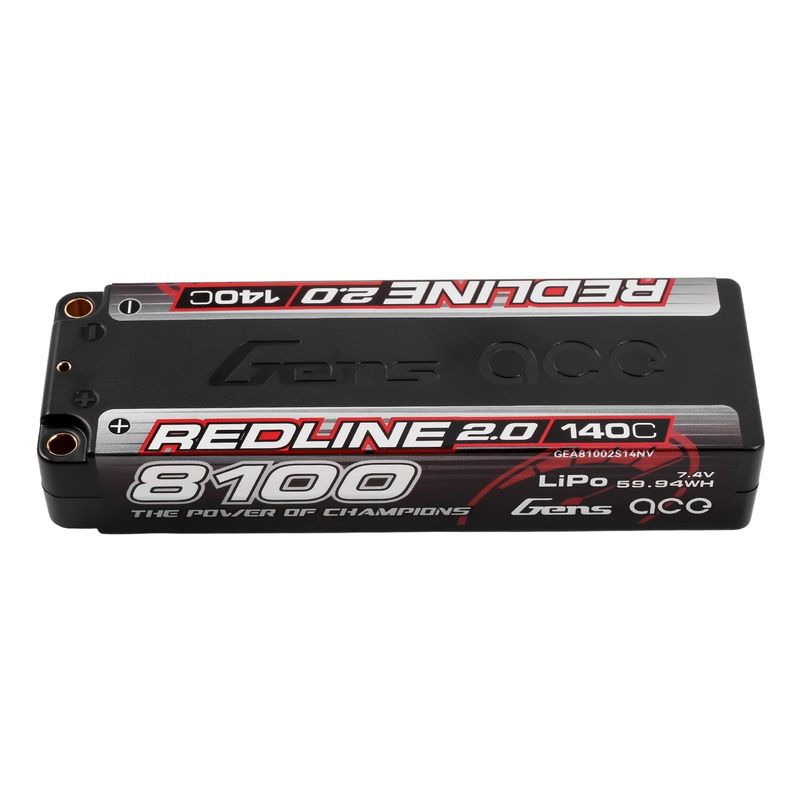Gens ace 8100mAh 2S 140C 7,4V LiPo-batteri – 5,0mm bullet – Redline