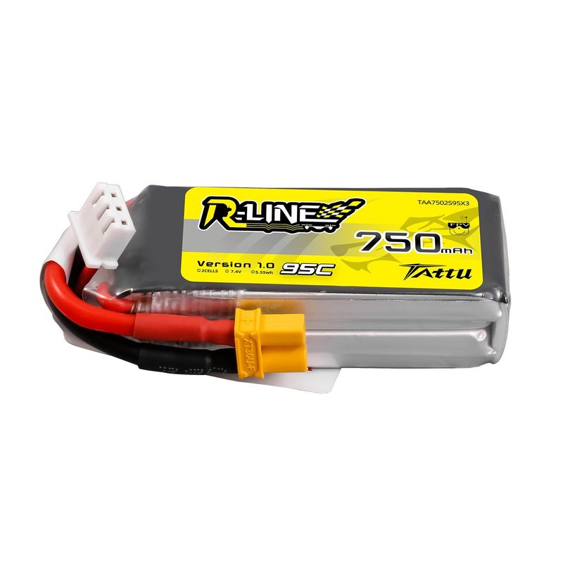 Tattu 750mAh 2S 95C 7,4V LiPo-batteri – XT30U-F kontakt – R-Line 1,0