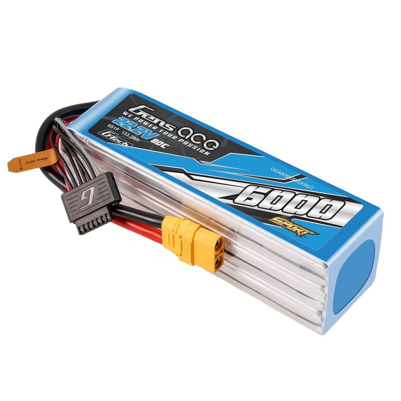 Gens ace 6000mAh 6S 80C 22,2V LiPo-batteri – XT90 kontakt – Sport (700 Helicopter)