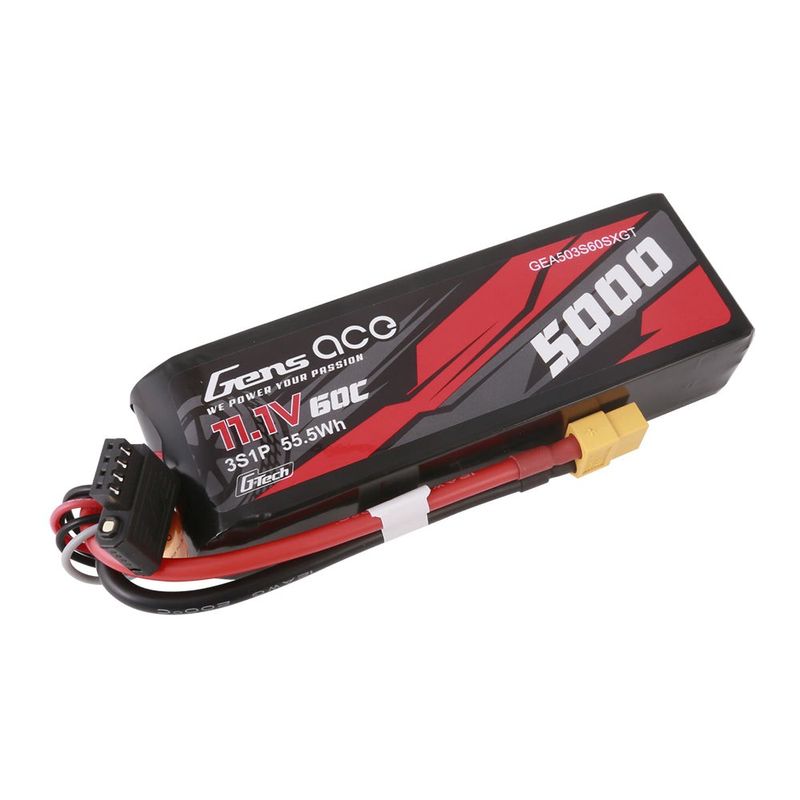 Gens ace 5000mAh 3S 60C 11,1V Shorty LiPo-batteri – XT60 kontakt – Car Classic
