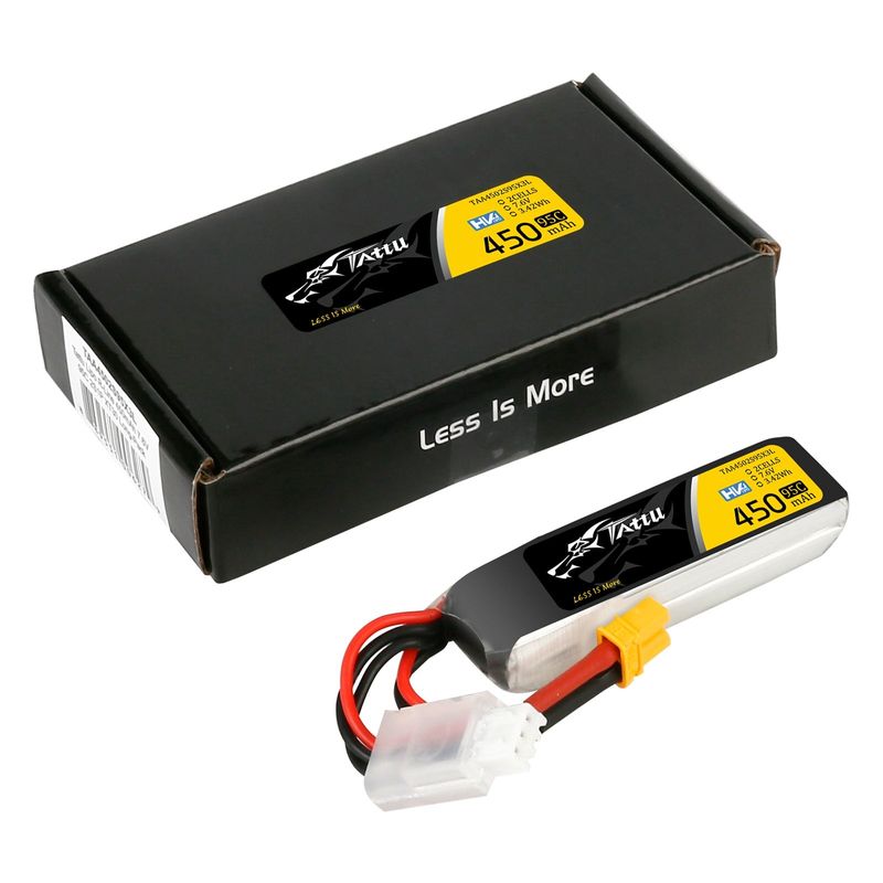 Tattu 450mAh 2S 95C 7,6V(HV) Long LiPo-batteri – XT30 kontakt – FPV Classic