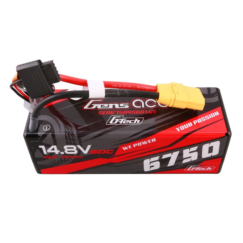 Gens ace 6750mAh 4S 60C 14,8V LiPo-batteri – Hardcase – XT90 kontakt – Car Classic