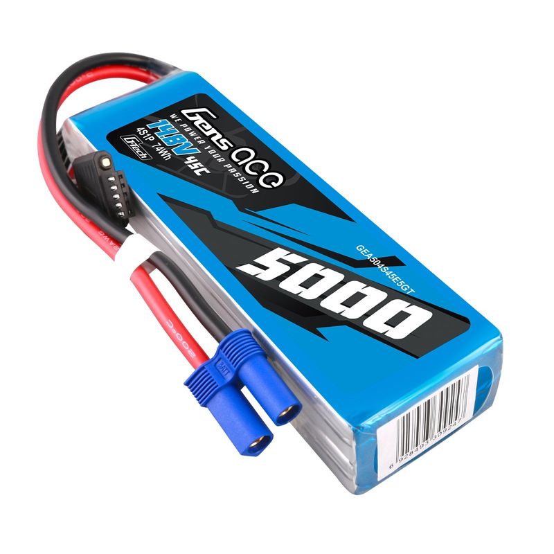 Gens ace 5000mAh 4S 45C 14,8V LiPo-batteri – EC5 kontakt – Ace Classic