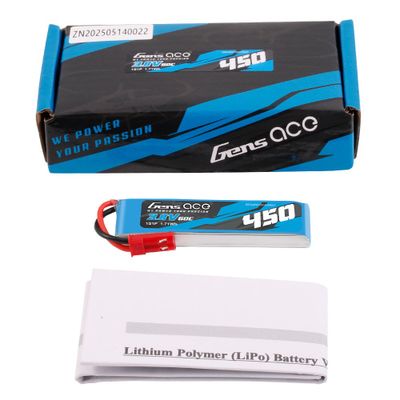 Gens ace 450mAh 1S 60C 3,8V(HV) LiPo-batteri – JST-SYP kontakt – Ace Classic